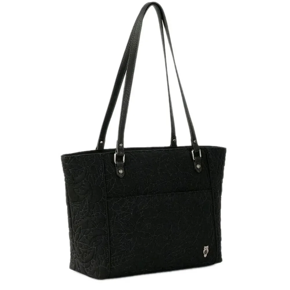 Sakroots Metro Tote Bag Black Repreve Eco Twill Embroidered Floral Vegan Large